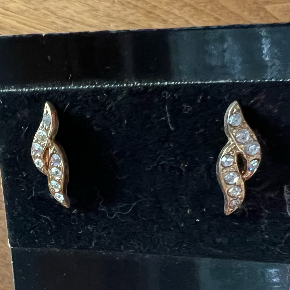 Gold Rhinestone Swirl Earrings